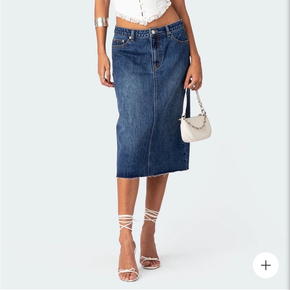 Denim Midi Skirt Edikted - Picture 1 of 4